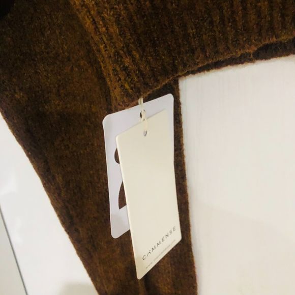 Commense Women's Cropped Cardigan Collared Sweater Long Sleeve Brown Size XL - Picture 5 of 9